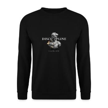 Disziplin Griechische Statue – It All Will Pay Off - Unisex Pullover - Schwarz - Vorne - Alina (178cm) & Michal (187cm)