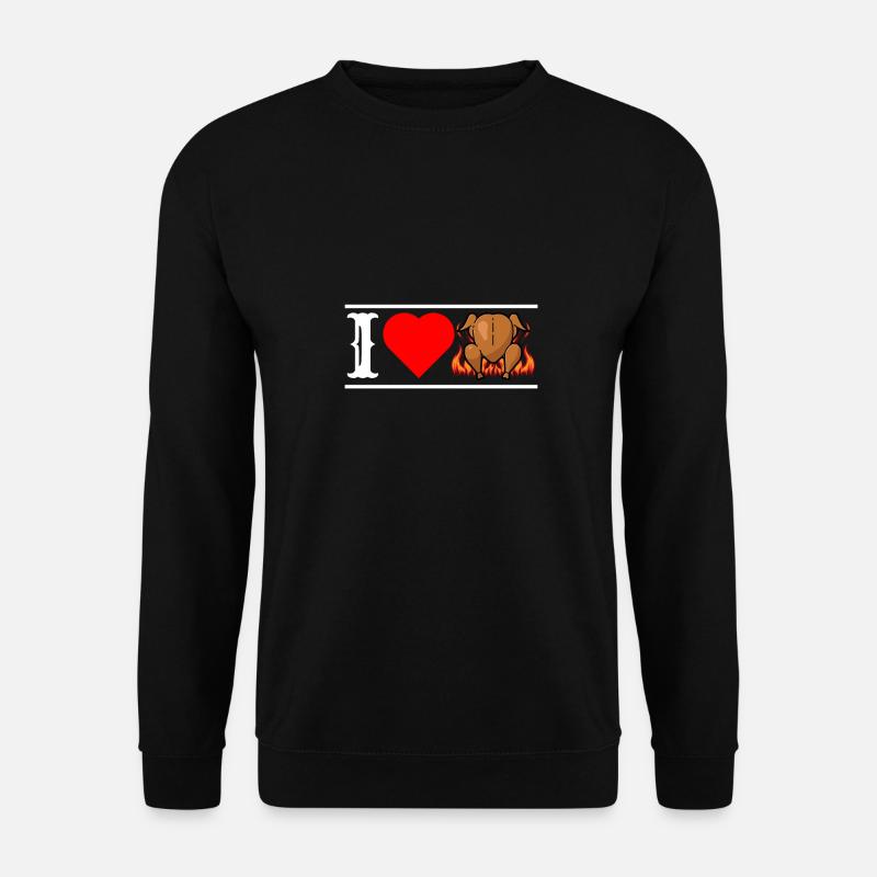 Ich liebe Brathähnchen mit Herz cooles lustiges - Unisex Pullover - Schwarz