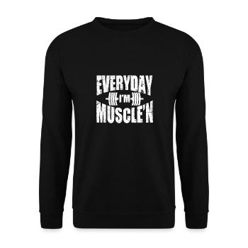 everyday Im musclen Design for a bodybuilder or - Unisex Pullover - Schwarz - Vorne - Alina (178cm) & Michal (187cm)