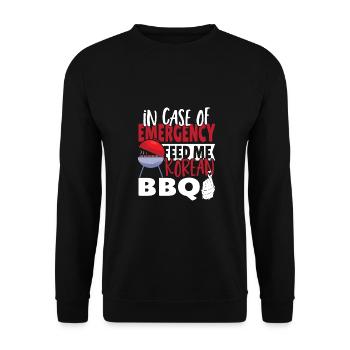 In Case Of Emergency Feed Me Korean BBQ Asian - Unisex Sweatshirt - black - Front - Alina (178cm) & Michal (187cm)