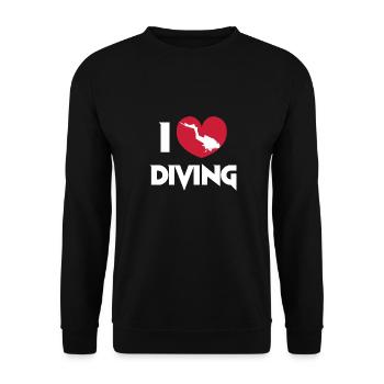 I Love Diving Scuba Diver Heart Deep Sea Explorer - Unisex Pullover - Schwarz - Vorne - Alina (178cm) & Michal (187cm)