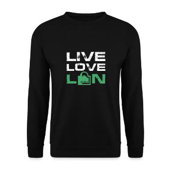 Live Love Lan IT Tech Network Admin Administration - Unisex Sweatshirt - black - Front - Alina (178cm) & Michal (187cm)