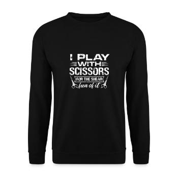 I Play With Scissors For The Shear Fun Of It Hair - Unisex Sweatshirt - black - Front - Alina (178cm) & Michal (187cm)