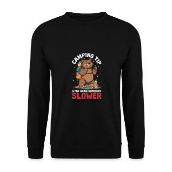 Camping Bärenangriff Tipp Lustig Wandern Camper - Unisex Pullover - Schwarz - Vorne - Alina (178cm) & Michal (187cm)