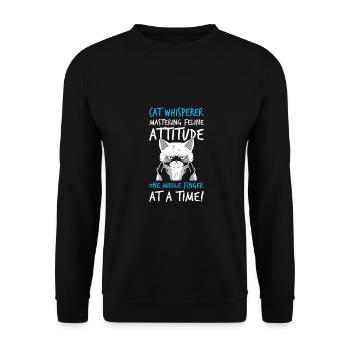 Cats, middle finger, cat in the car, cats lovers - Unisex Sweatshirt - black - Front - Alina (178cm) & Michal (187cm)