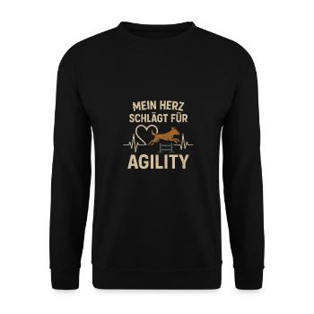 Chien Sport Agility Heart Beat Course Chien - Sweat-shirt Unisexe - noir - Devant - Alina (178cm) & Michal (187cm)
