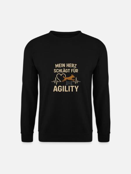 Hundesport Agility Herz Schlag Parcours Hund - Unisex Pullover - Schwarz