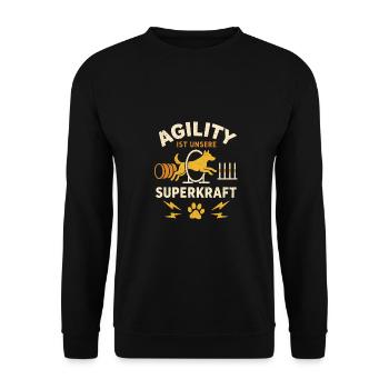 Agility Teampartner Hundeplatz Hundesport Spaß - Unisex Pullover - Schwarz - Vorne - Alina (178cm) & Michal (187cm)