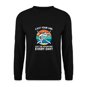 Fischglingjagd Fischen Jeden Tag Liebend - Unisex Pullover - Schwarz - Vorne - Alina (178cm) & Michal (187cm)