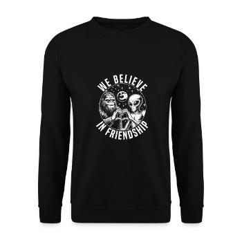 Bigfoot Et Alien Sasquatch Amour Signe De La Main - Sweat-shirt Unisexe - noir - Devant - Alina (178cm) & Michal (187cm)