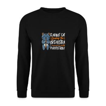 Klarinettenmusik Orchester Klarinette Katze - Unisex Pullover - Schwarz - Vorne - Alina (178cm) & Michal (187cm)