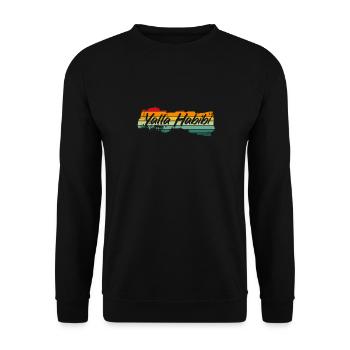 Yalla Habibi Vintage Spruch Lustig Geschenk - Unisex Pullover - Schwarz - Vorne - Alina (178cm) & Michal (187cm)