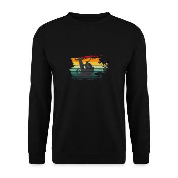 Retro Faultier Vintage Geschenk - Unisex Pullover - Schwarz - Vorne - Alina (178cm) & Michal (187cm)