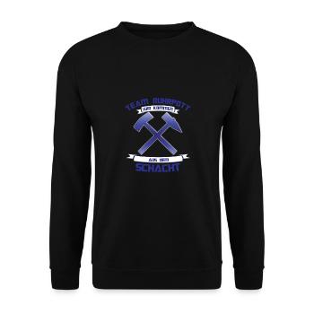 Schalke Team Ruhrpott Fussball Schalker Geschenk - Unisex Pullover - Schwarz - Vorne - Alina (178cm) & Michal (187cm)