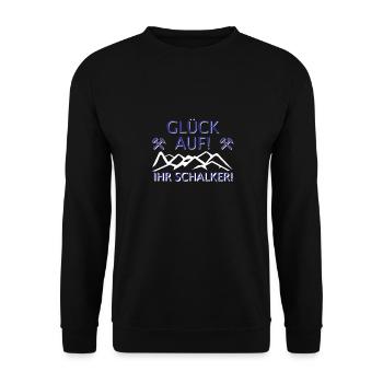 Schalke Ruhrpott Fussball Schalk Bergbau Geschenk - Unisex Pullover - Schwarz - Vorne - Alina (178cm) & Michal (187cm)