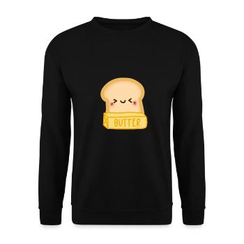 glatt wie Butter - Unisex Pullover - Schwarz - Vorne - Alina (178cm) & Michal (187cm)