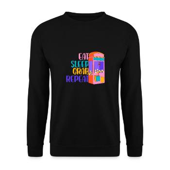 Eat Sleep Grab Repeat Claw Crane Machine - Unisex Pullover - Schwarz - Vorne - Alina (178cm) & Michal (187cm)