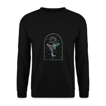 Mondsichel Rose Okkultes Hexenwerk Wicca Pastel - Unisex Pullover - Schwarz - Vorne - Alina (178cm) & Michal (187cm)
