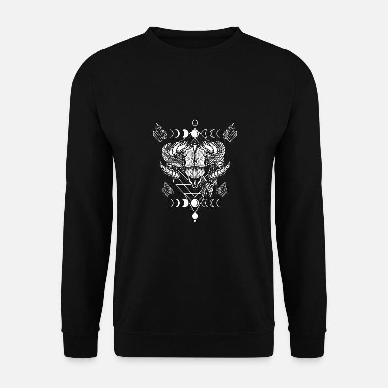 Widder Totenkopf Wicca Okkult Mondsichel Hexerei - Unisex Pullover - Schwarz