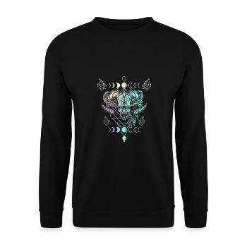 Aries Skull Snake Wicca Occult Crescent Moon - Unisex Sweatshirt - black - Front - Alina (178cm) & Michal (187cm)