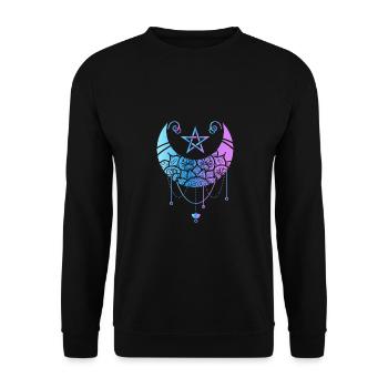 Pastell Gothic Mond Satan Mondsichel Witchy - Unisex Pullover - Schwarz - Vorne - Alina (178cm) & Michal (187cm)