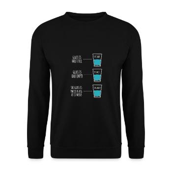 Ingenieur Humor Optimist Pessimist Ingenieur Witz - Unisex Pullover - Schwarz - Vorne - Alina (178cm) & Michal (187cm)