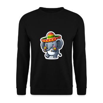 Cinco de Mayo Elefant mit Sombrero Cartoon - Unisex Pullover - Schwarz - Vorne - Alina (178cm) & Michal (187cm)