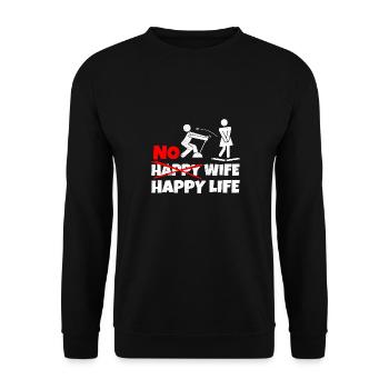 No Happy Wife Happy Life Wives Bride Groom - Unisex Sweatshirt - black - Front - Alina (178cm) & Michal (187cm)