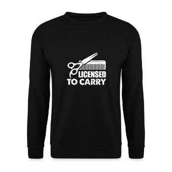 Licensed To Carry - Funny Beauty Salon Humor - Unisex Sweatshirt - black - Front - Alina (178cm) & Michal (187cm)