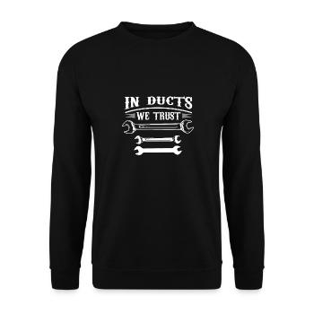 In Ducts We Trust Air Conditioning HVAC Installer - Unisex Sweatshirt - black - Front - Alina (178cm) & Michal (187cm)
