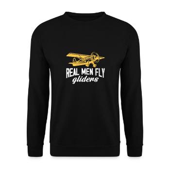 Real men fly gliders Design for a rc plane - Unisex Sweatshirt - black - Front - Alina (178cm) & Michal (187cm)