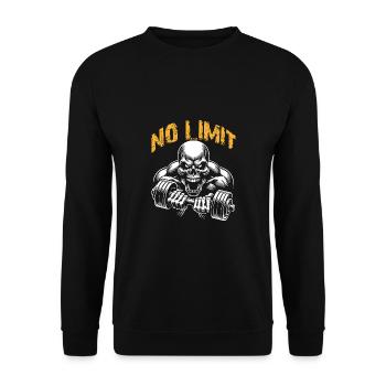 No Limit Hard Workout Skull with Dumbbell - Unisex Sweatshirt - black - Front - Alina (178cm) & Michal (187cm)