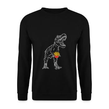 Pommesaurier Pommes Frites Dinosaurier T Rex Fritt - Unisex Pullover - Schwarz - Vorne - Alina (178cm) & Michal (187cm)