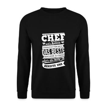 Bester Chef Der Welt Arbeitgeber Arbeit Geschenk B - Unisex Pullover - Schwarz - Vorne - Alina (178cm) & Michal (187cm)