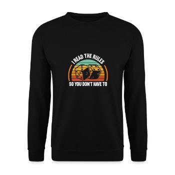 I read the rules so you don't have to - Unisex Pullover - Schwarz - Vorne - Alina (178cm) & Michal (187cm)