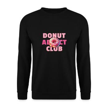 Donut Addict Club - Süße Leckereien - Unisex Pullover - Schwarz - Vorne - Alina (178cm) & Michal (187cm)