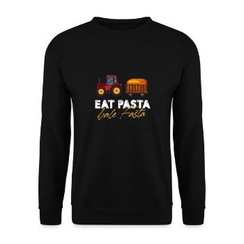 Eat Pasta Bale Faster Hay Baling Farmer - Unisex Pullover - Schwarz - Vorne - Alina (178cm) & Michal (187cm)