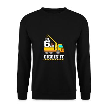 Baustelle Kindergeburtstag - Unisex Pullover - Schwarz - Vorne - Alina (178cm) & Michal (187cm)