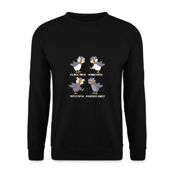 Papageientaucher Puffin - Unisex Pullover - Schwarz - Vorne - Alina (178cm) & Michal (187cm)