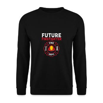 Fire Truck Children's Birthday Firefighter - Unisex Sweatshirt - black - Front - Alina (178cm) & Michal (187cm)