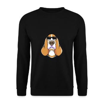 Basset Hound - Sweat-shirt Unisexe - noir - Devant - Alina (178cm) & Michal (187cm)