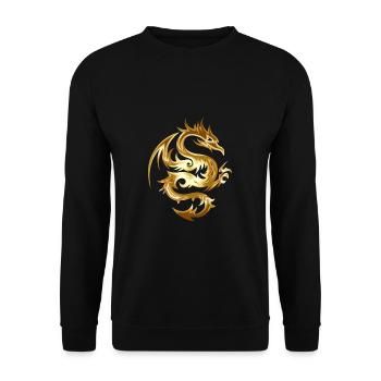 Drache Chinesischer Dragon Fantasy Geschenk - Unisex Pullover - Schwarz - Vorne - Alina (178cm) & Michal (187cm)