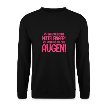 Ich Brauche Keinen Mittelfinger Ich Kann Das Mit - Unisex Pullover - Schwarz - Vorne - Alina (178cm) & Michal (187cm)