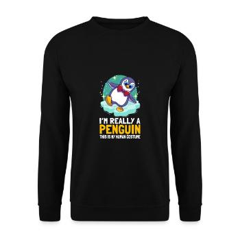 Pingouins Je suis vraiment un pingouin Mignon Pingouin - Sweat-shirt Unisexe - noir - Devant - Alina (178cm) & Michal (187cm)