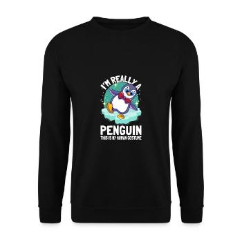 Pingouins Je suis vraiment un pingouin Mignon Pingouin - Sweat-shirt Unisexe - noir - Devant - Alina (178cm) & Michal (187cm)