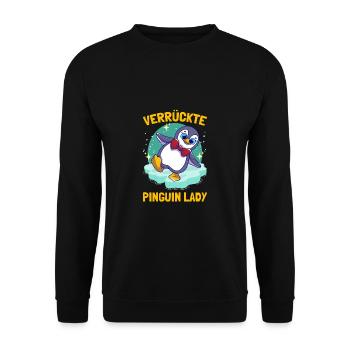 Pingouins Pingouin Fou Dame Pingouin Mignon Pingouin - Sweat-shirt Unisexe - noir - Devant - Alina (178cm) & Michal (187cm)