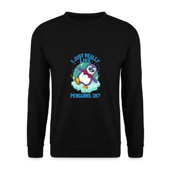 Pingouins J’aime vraiment les pingouins pingouins mignons pingouins - Sweat-shirt Unisexe - noir - Devant - Alina (178cm) & Michal (187cm)