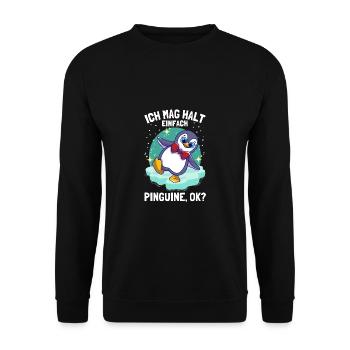 I just like penguins cute penguin - Unisex Sweatshirt - black - Front - Alina (178cm) & Michal (187cm)