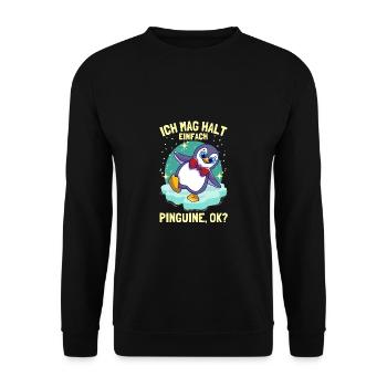 I just like penguins cute penguin - Unisex Sweatshirt - black - Front - Alina (178cm) & Michal (187cm)