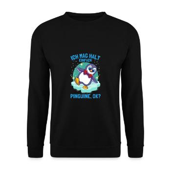 I just like penguins cute penguin - Unisex Sweatshirt - black - Front - Alina (178cm) & Michal (187cm)